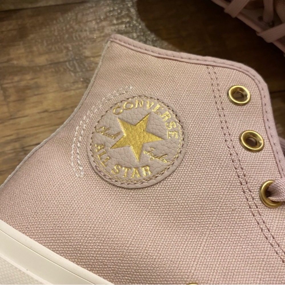 Converse Mauve Canvas High-Top Chuck Taylor Sneakers with Gold Accents - Picture 10 of 16